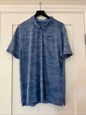 Nike Light Blue Zonal Comfort Camo-Pattern Polo
